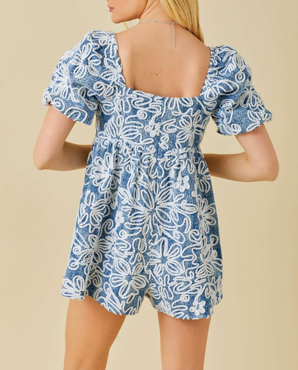 The Floral Denim Romper