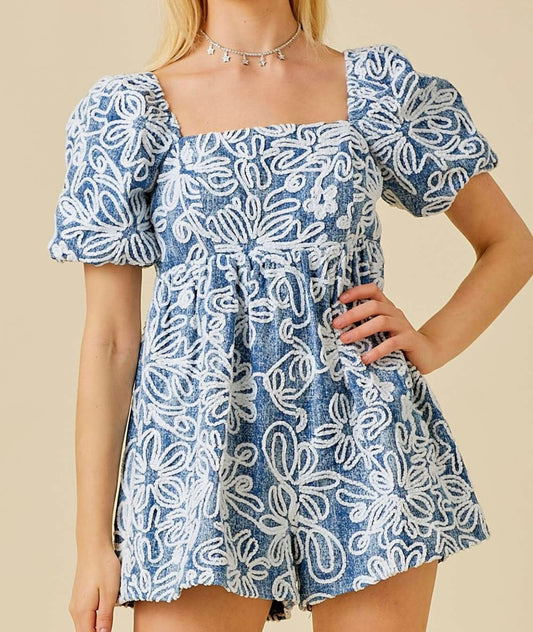 The Floral Denim Romper