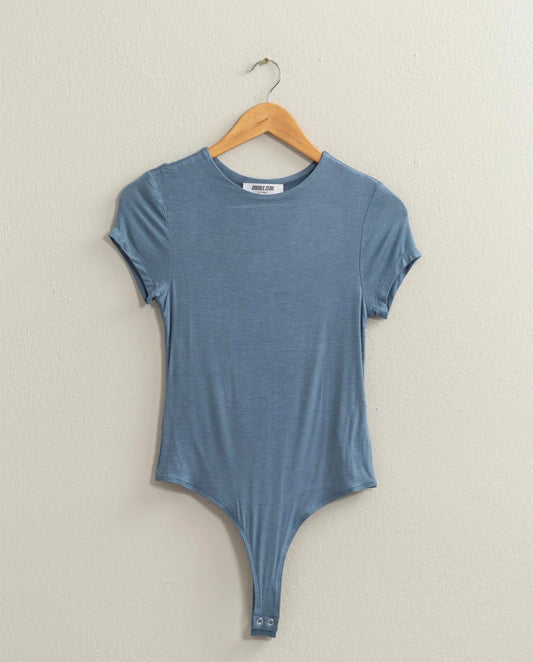 The Double Layered Bodysuit in Dusty Blue