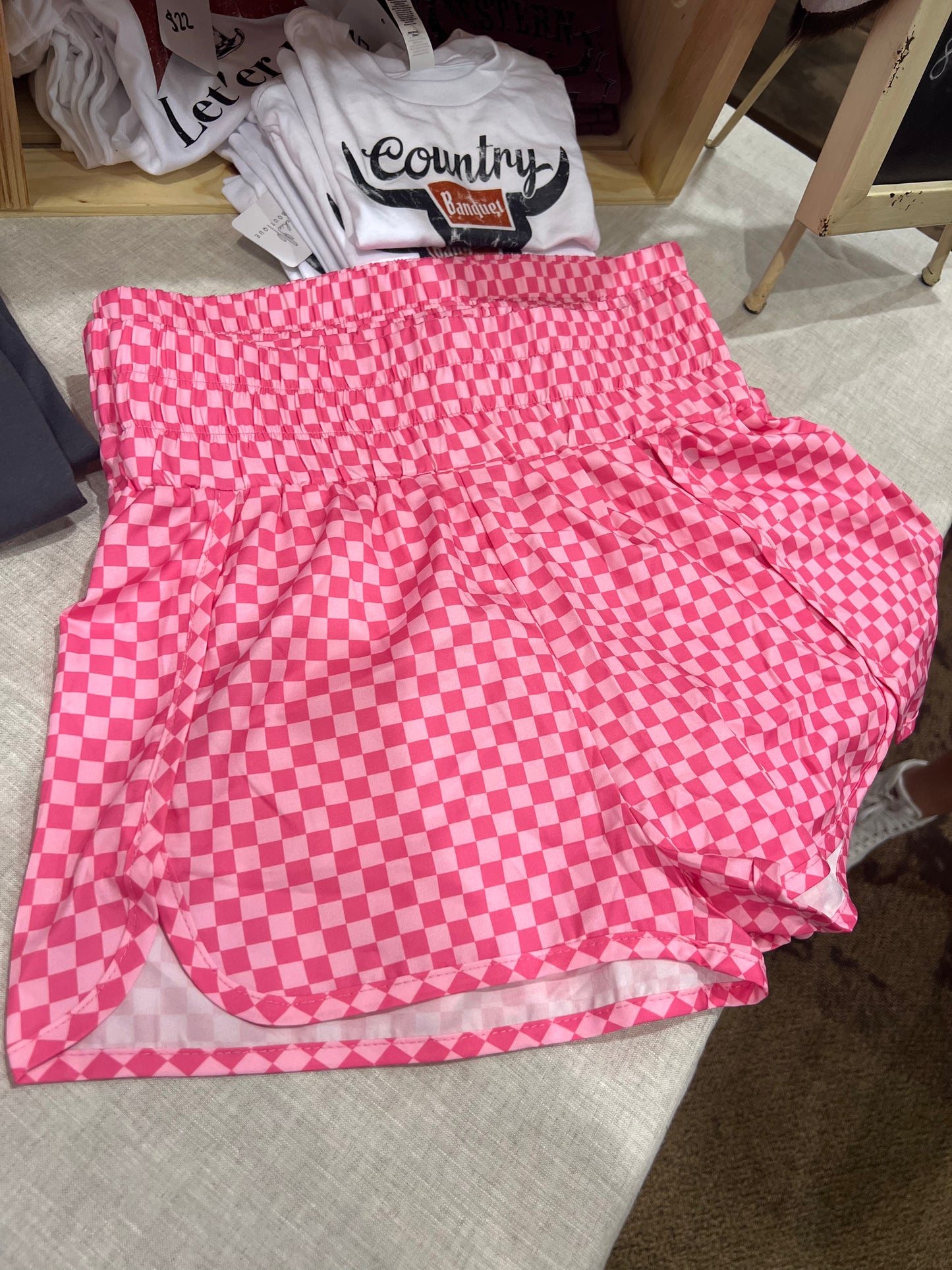 Checkered Shorts in Pink
