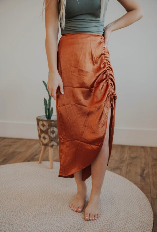 Cinched Silk Skirt