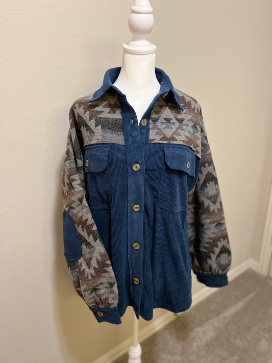 The Navy Aztec Shacket