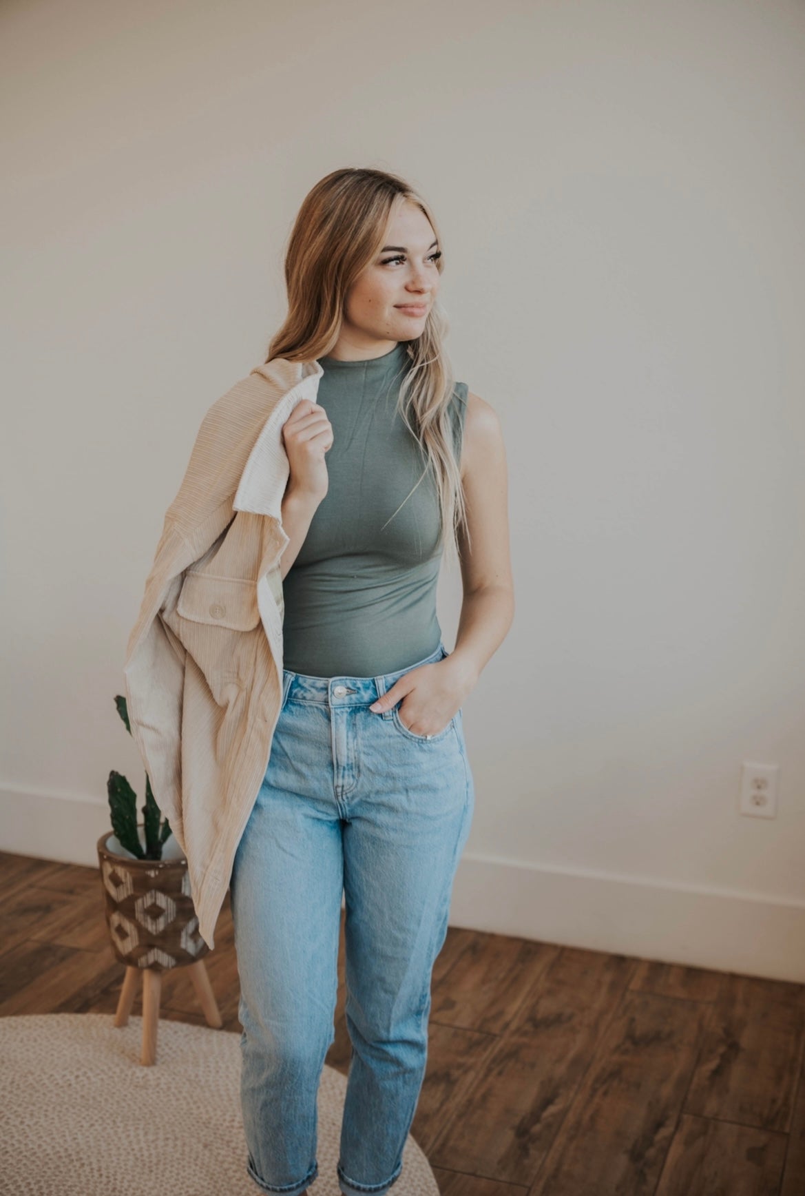 The Harper Shacket in Beige